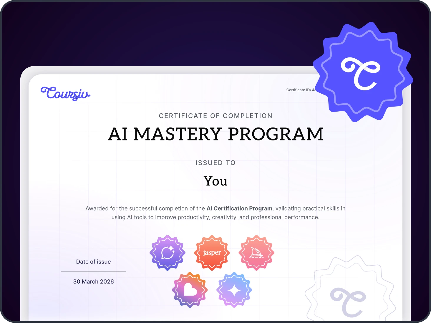 Certificate and progress preview